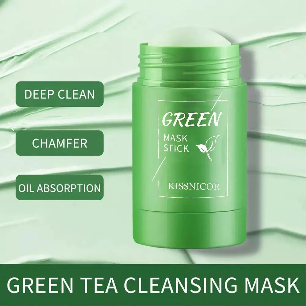 Face Clean Mask Green Tea Cleansing Stick Mask Smear Pores Moisturizing Mask Film Deep Blackhead Remover Cleansing mud 40g