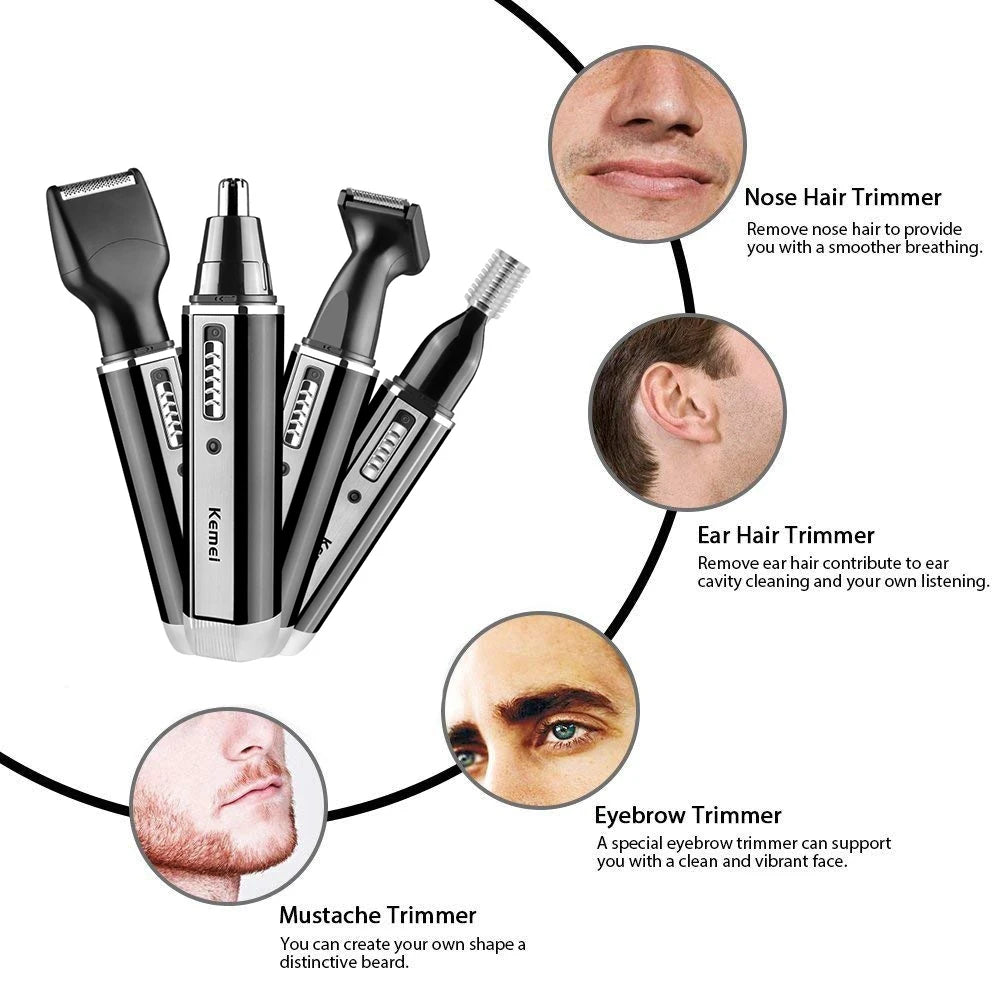 4in1 Rechargeable Nose Trimmer Beard Trimmer for Men