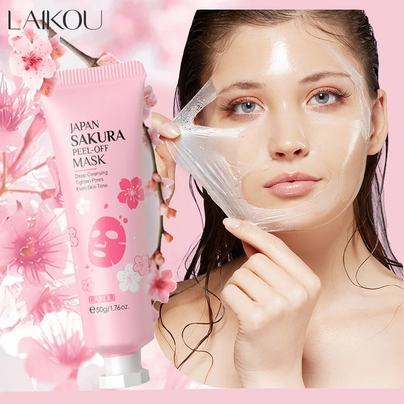 LAIKOU 24K Gold Sakura Peeling Face Mask Firming Brightening Blackhead Removal Facial Tear Off Mask Skin Care Products