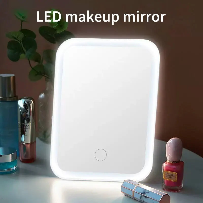 USB Portable Compact LED Vanity Mirror with Touch Screen Dimming Makeup Mirror