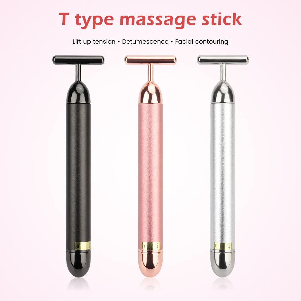 24K Gold Roller Vibrating Facial Massager Slimming Facial Skin Beauty