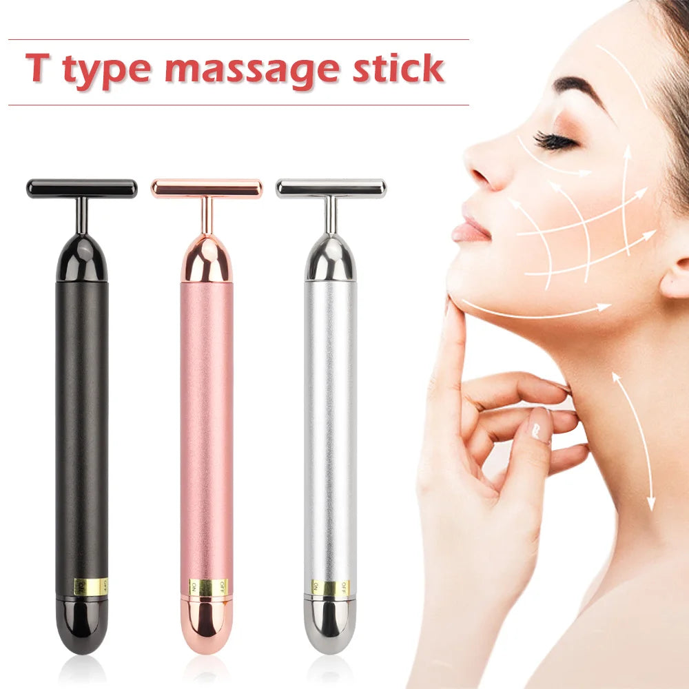 24K Gold Roller Vibrating Facial Massager Slimming Facial Skin Beauty