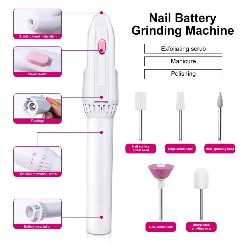 5 In 1 MINI Electric Nail Drill Kit Manicure Pedicure Grinding Polishing Nail