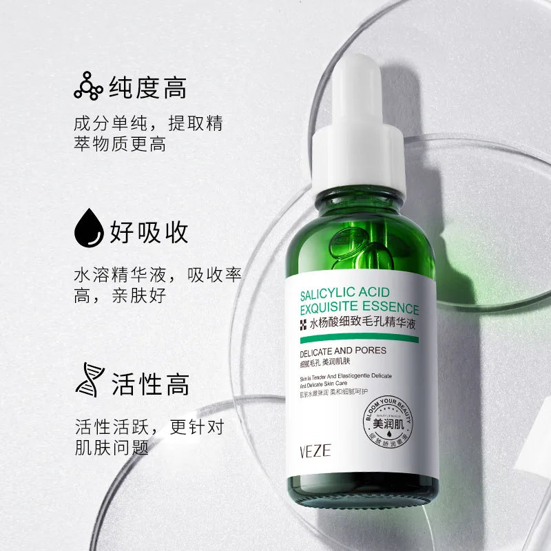 Salicylic Acid Delicate Pore Facial Essence Hydrating Moisturizing Gentle Care Shrinking Pore Water Light Beauty Face Serum