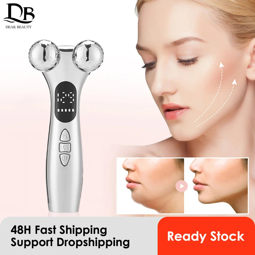 4D Roller Facial Massager EMS Face Lift Device V-Face Slimmer Skin