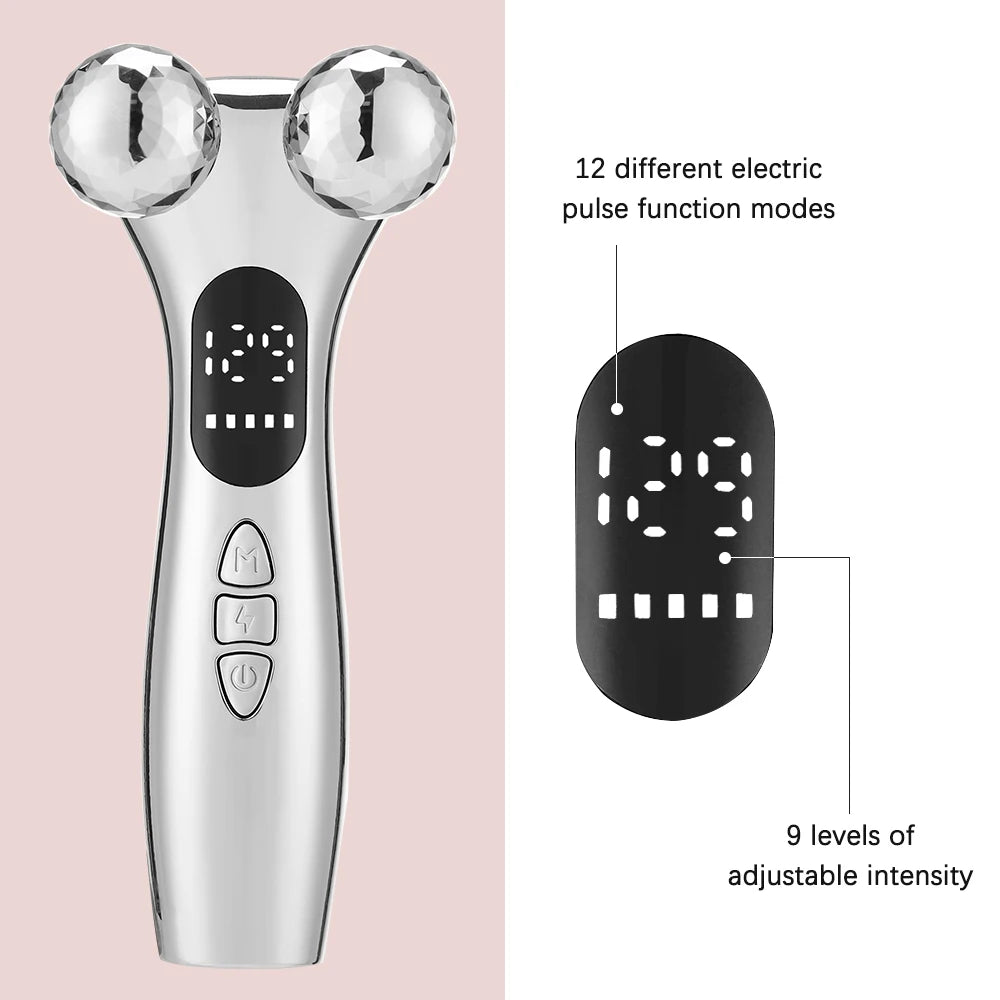 4D Roller Facial Massager EMS Face Lift Device V-Face Slimmer Skin