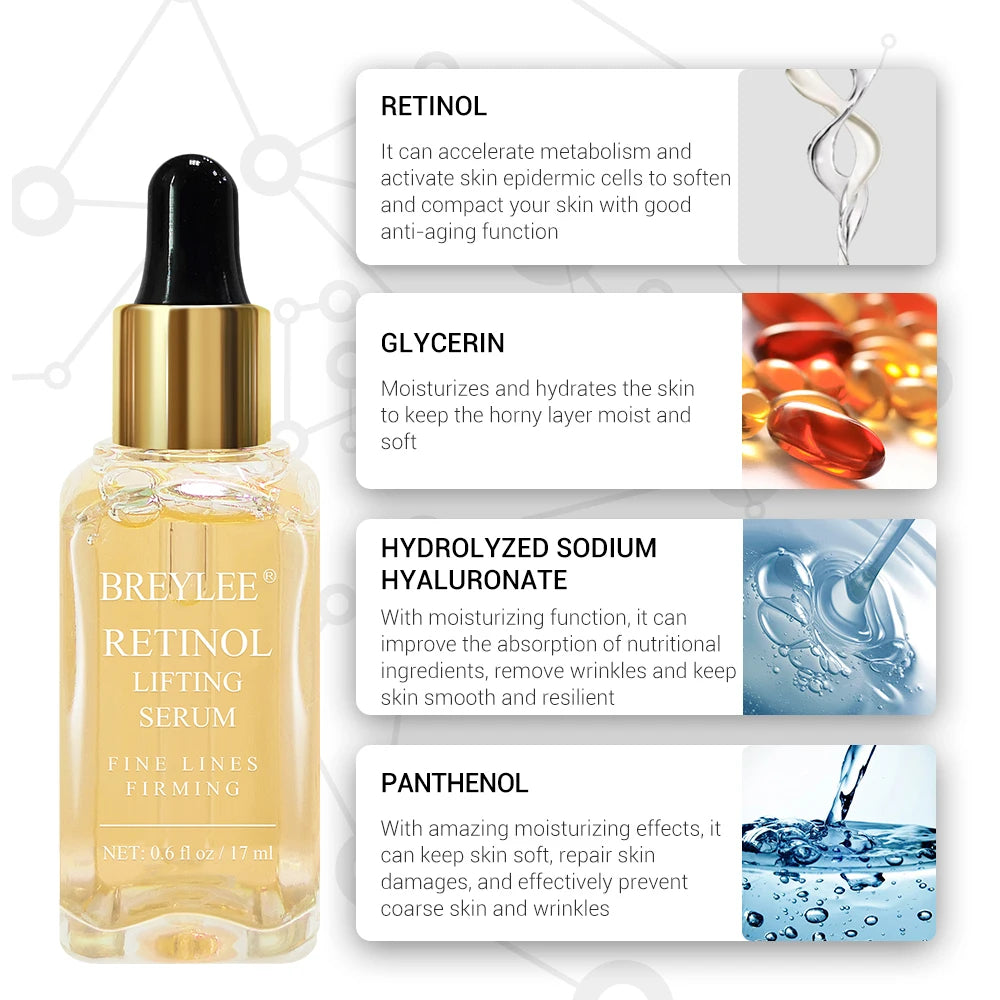 BREYLEE Retinol Anti-Aging Face Serum Collagen Remove Wrinkle Fade Fine Lines Repair Tighten Skin Firming Lift Essence Skin Care