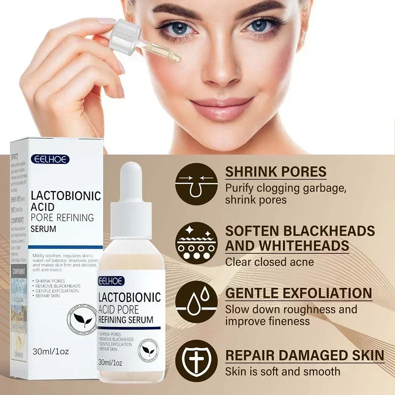 Lactobionic Acid Shrink Pores Facial Serum Firm Moisturizing Essence Liquid Repair Face Pores Beauty Skin Care Korean Cosmetics